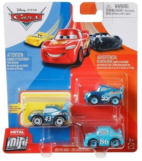 Mattel Auta Cars Zestaw 3pak Autka Mini Racers Dinoco