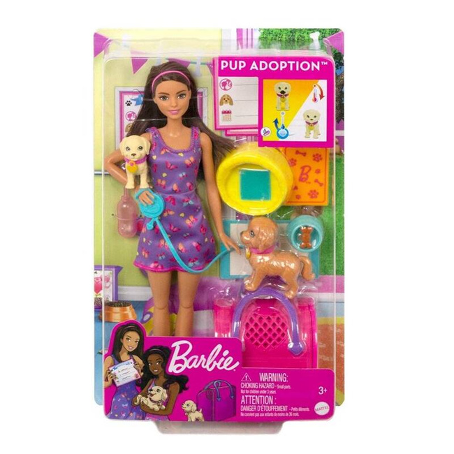 Mattel Barbie zestaw lalka Adopcja piesków + akcesoria