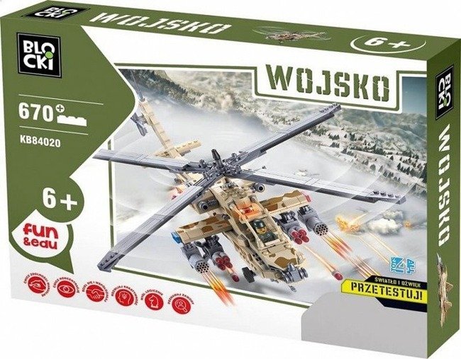  Blocki Klocki Wojsko -Interaktywny  Helikopter 670 el.