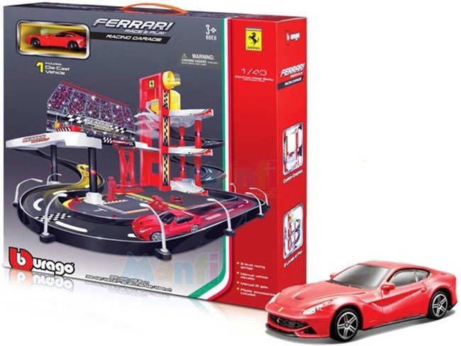 Bburago Ferrari Piętrowy Tor Samochodowy i Autko 