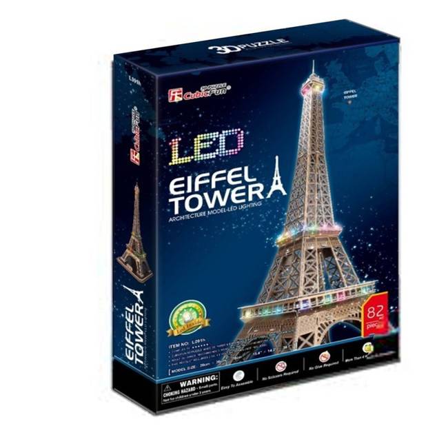 CubicFun Puzzle 3D Wieża Eiffla Led 82el 