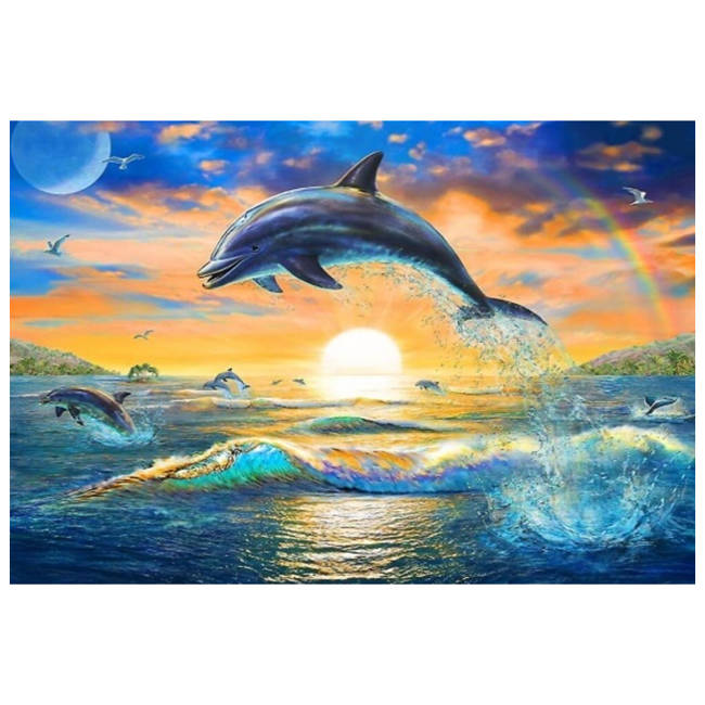 Delfin Kolorowa Kreatywna  Mozaika z Diamentów 