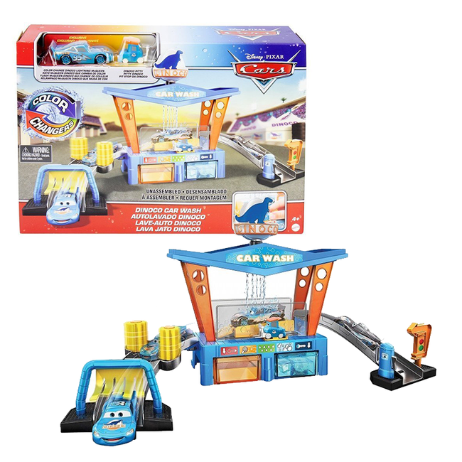 Disney Cars Tor Samochodowy Myjnia Samochodowa Dinoco + 2 Autka 