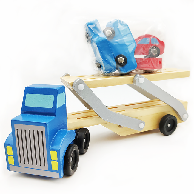 Drewniana Ciężarówka Z Autkami Dla Dzieci Laweta 