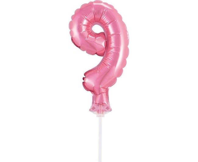 Godan Różowy Balon Balonik Na Patyczku Cyfra 9