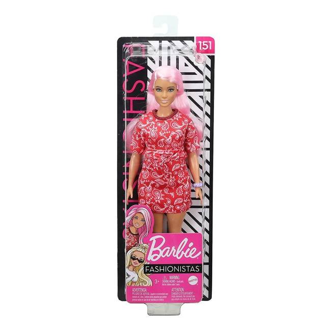 Grubsza Lalka Barbie Fashionistas Różowe Włosy
