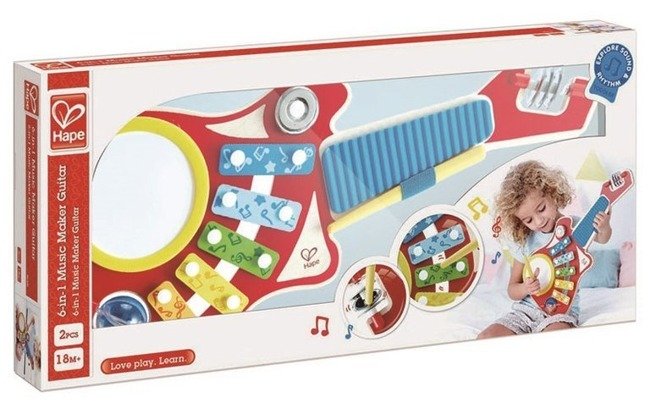 Hape Drewniana Gitara 6w1 Twórca Muzyki