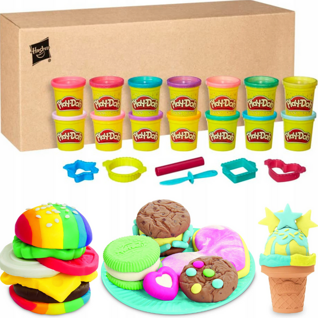 Hasbro Play Doh Ciastolina zestaw 14 tub ciastolina brokatowa i pastelowa