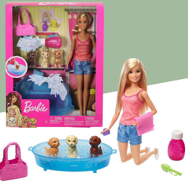 Kąpiel Piesków Mattel Barbie Zestaw Lalka 