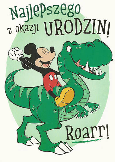 Kartka Urodzinowa Myszka Miki i Dinozaur