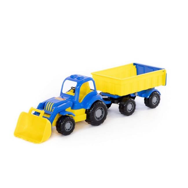 Kolorowy Pojazd Traktor Z Łyżką I Przyczepą 67cm