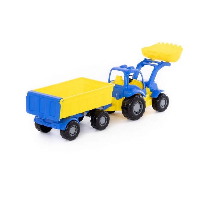 Kolorowy Pojazd Traktor Z Łyżką I Przyczepą 67cm