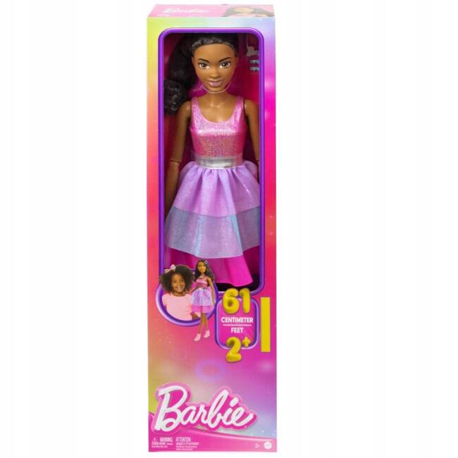 Mattel Barbie Duża lalka 60 cm w różowej sukience HYJ03