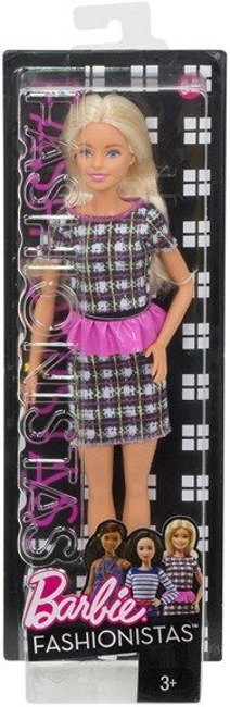 Mattel Barbie Fashionistas Blondynka W Sukience W Kratkę Z Baskinką