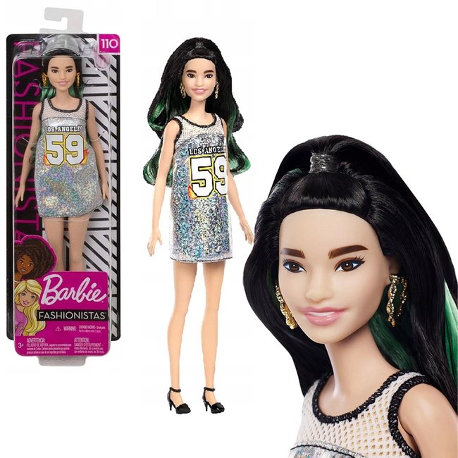Mattel Barbie Fashionistas Modna Lalka w  Świecącej Sukience