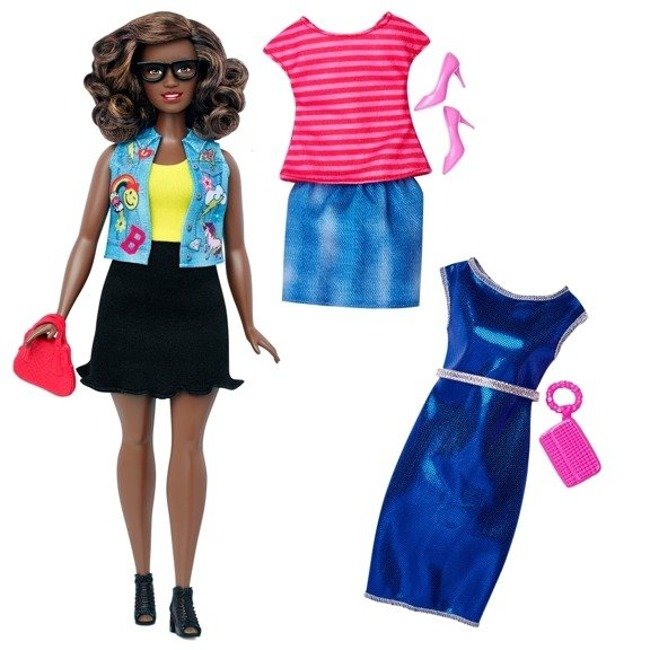 Mattel Barbie Fashionistas Modna Lalka z Ubrankami - Krągła Mulatka