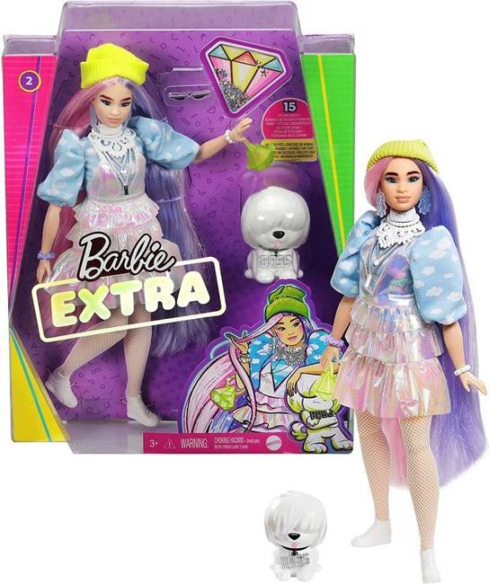 Mattel Barbie Lalka Extra Błyszcząca Kreacja Pies