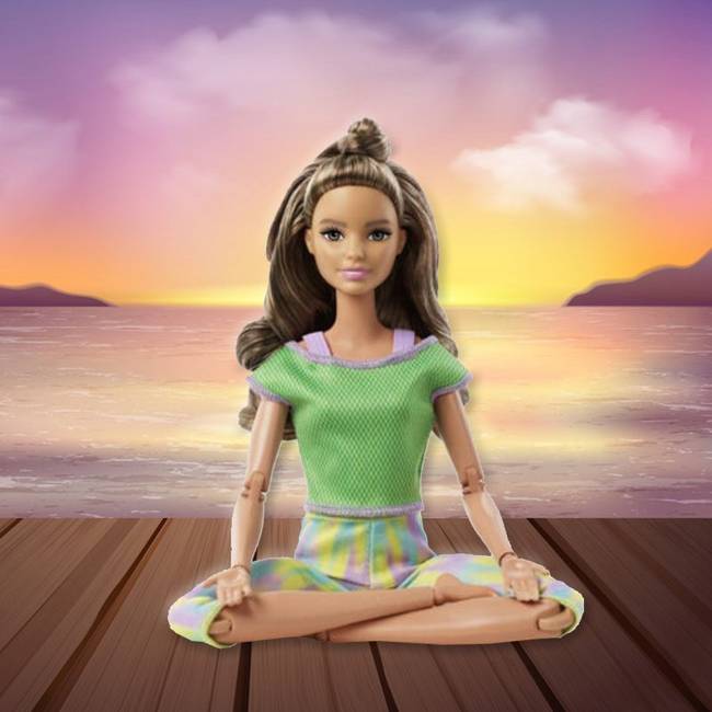 Mattel Barbie Lalka Made To Move Fitness Joga Gimnastyczka W Zielonym Stroju