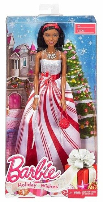 Mattel Barbie Lalka Świąteczna Mulatka Szatynka
