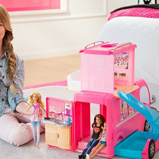 Mattel Barbie Wymarzony Kamper Różowy Piętrowy z Basenem Dla Lalki 