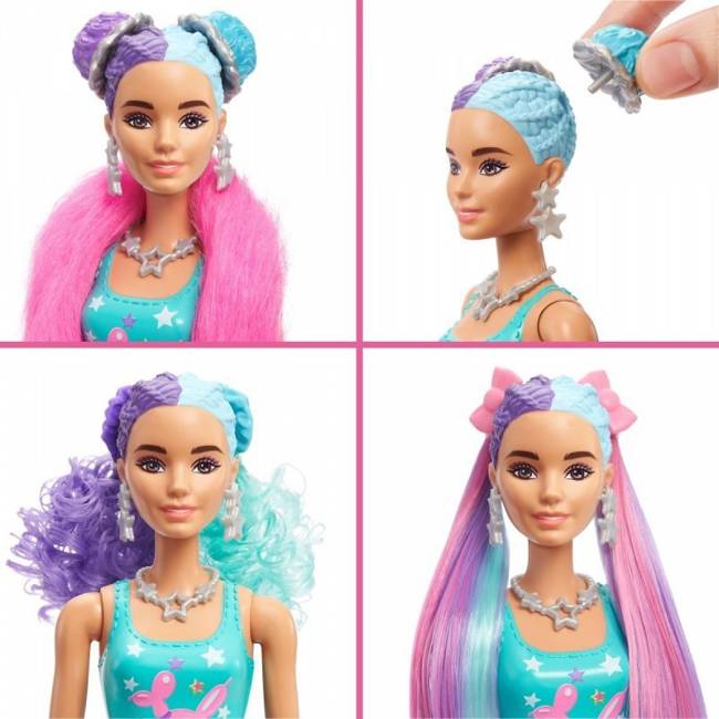 Niespodzianka Barbie Color Reveal Imprezowe Stylizacje Niebiesko-Fioletowe Włosy