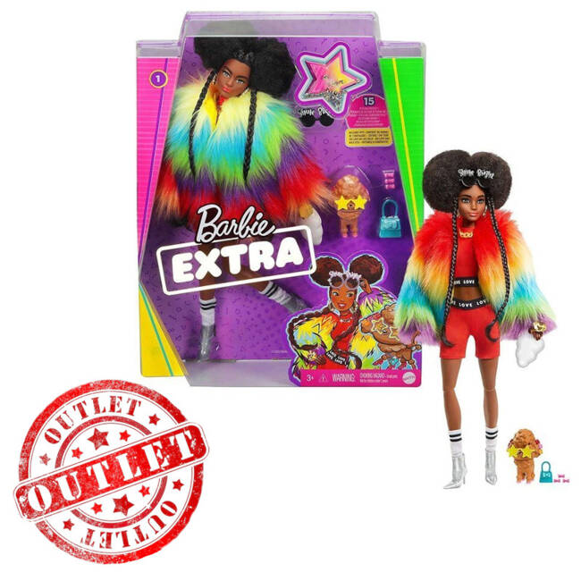 OUTLET Mattel Barbie Lalka Extra Błyszcząca Kreacja Murzynka Pudel
