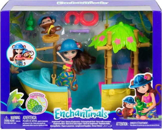 OUTLET Mattel Enchantimals tropikalna łódka i lalka małpka Merit Monkey