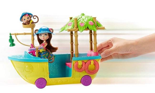 OUTLET Mattel Enchantimals tropikalna łódka i lalka małpka Merit Monkey