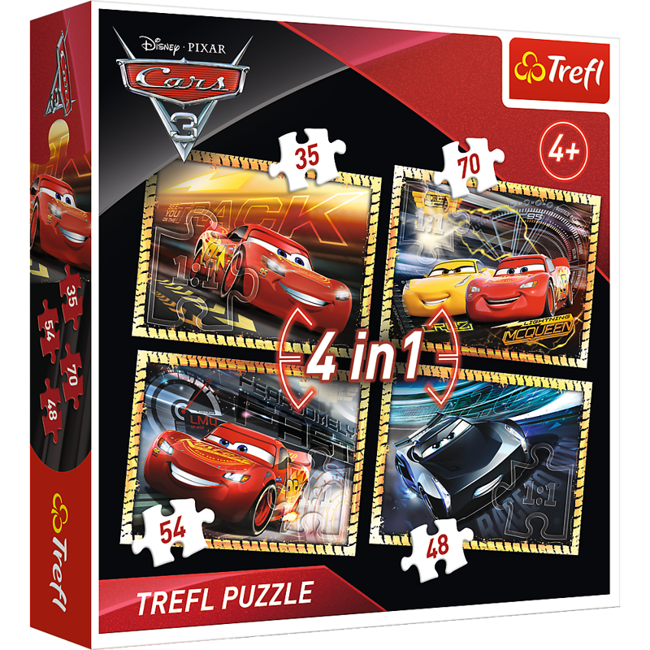 OUTLET Trefl Cars 3 Puzzle 4w1 Gotowi Do Wyścigu