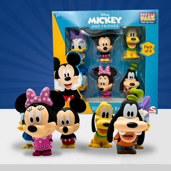 OUTLET Zestaw Disney Puzzle 3d Gumka 6szt Miki Myszka