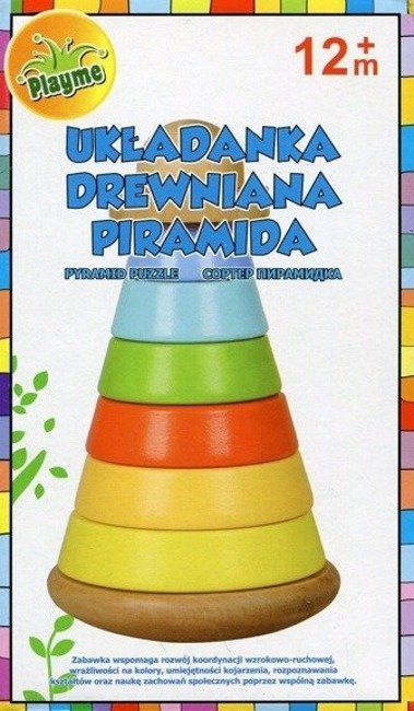 Playme Drewniana Kolorowa Piramidka Układanka 6 Kolorów