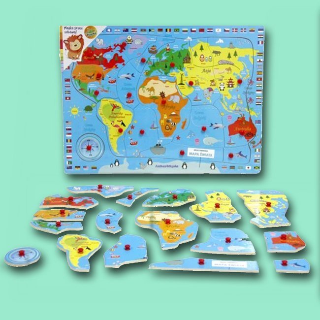 Playme Drewniana Układanka Puzzle - Mapa Świata