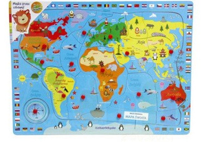 Playme Drewniana Układanka Puzzle - Mapa Świata