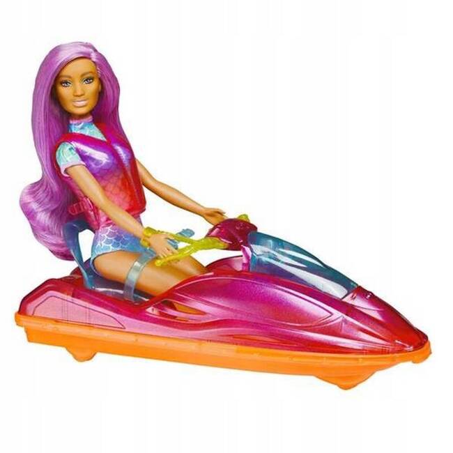 Plażowa Barbie z Skuterem Wodnym + Akcesoria, Szczeniak, Delfiny