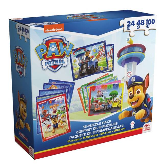 Psi Patrol Zestaw 12x Puzzle 6066856 - Edukacyjna Zabawa dla Dzieci