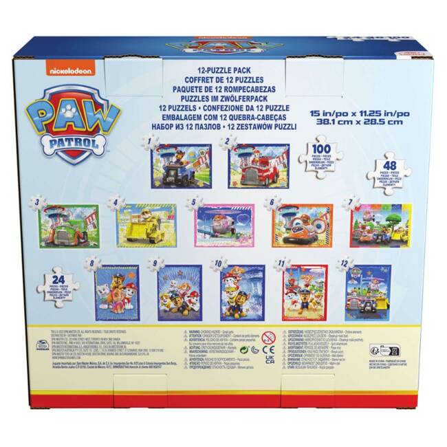 Psi Patrol Zestaw 12x Puzzle 6066856 - Edukacyjna Zabawa dla Dzieci