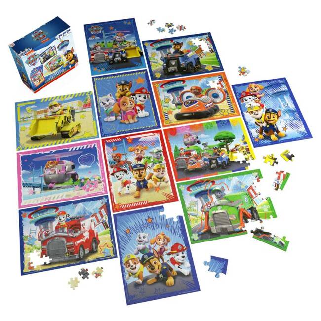 Psi Patrol Zestaw 12x Puzzle 6066856 - Edukacyjna Zabawa dla Dzieci