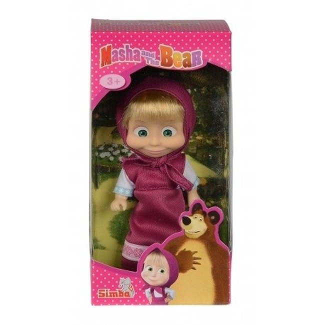 Simba Masza i Niedźwiedź Lalka Masza w Kolorowej Sukience 