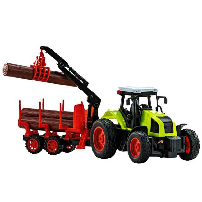 Traktor Z Drewnem 16615 - Zabawka Rolnicza z Przyczepą