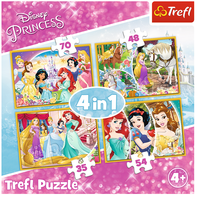 Trefl Puzzle Radosny Dzień Księżniczek  4w1