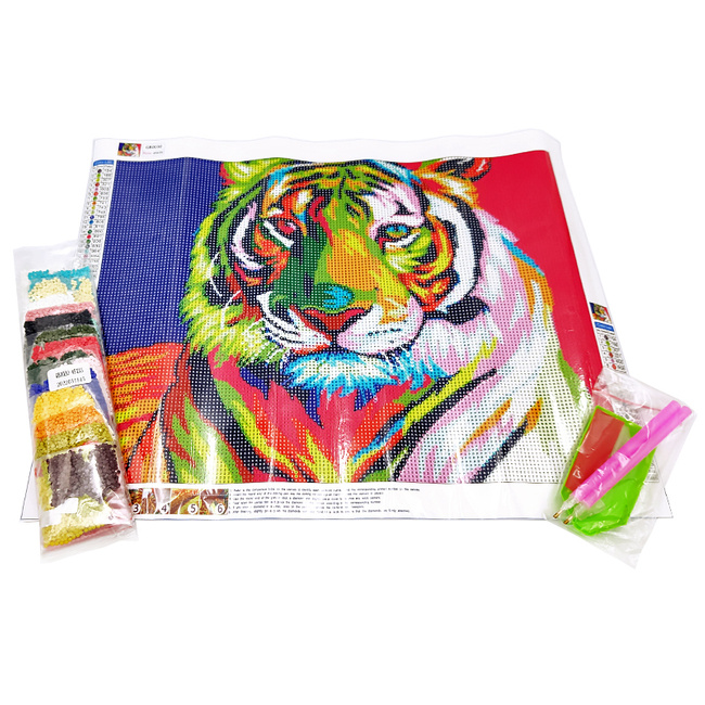 Tygrys Kolorowa Kreatywna  Mozaika z Diamentów 