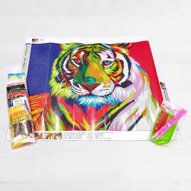 Tygrys Kolorowa Kreatywna  Mozaika z Diamentów 