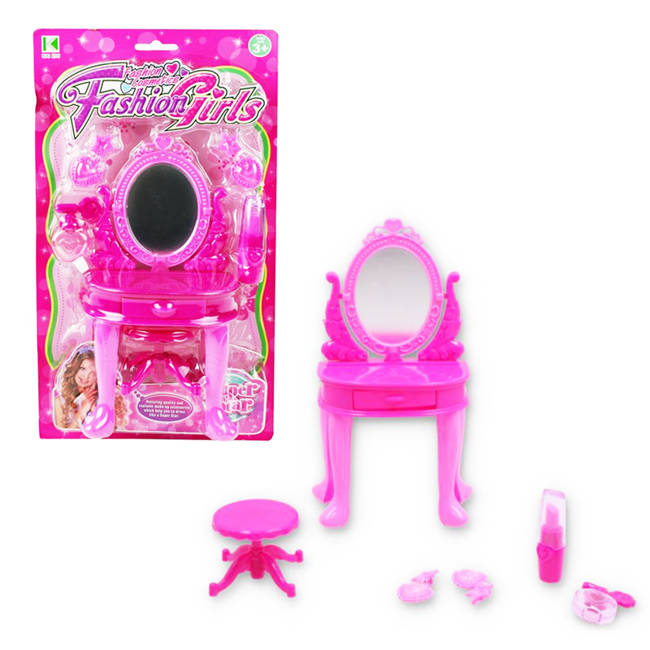 Zestaw Różowa Toaletka Dla Lalki Z Akcesoriami 